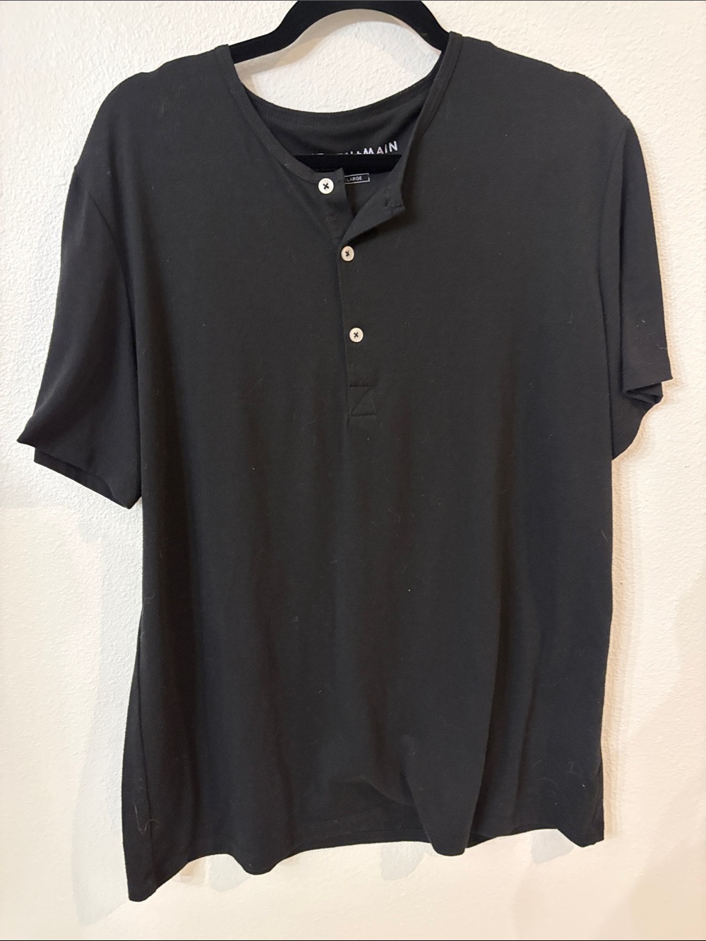 Mizzen+Main Men's Slim Fit Short Sleeve Henley T-Shirt in Black XL